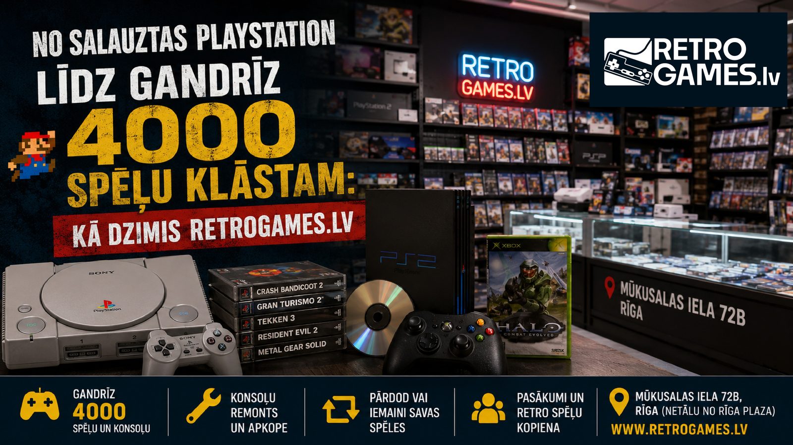 No salauzta PlayStation līdz gandrīz 4000 spēļu klāstam: kā radies RetroGames.lv