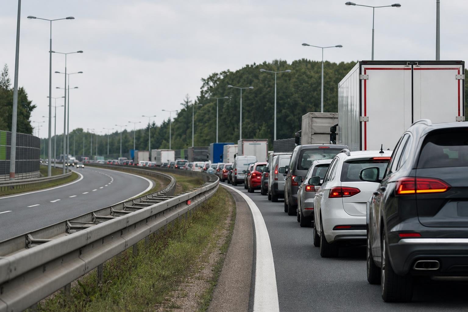 Wypadek na AOW, korek ponad 6 km