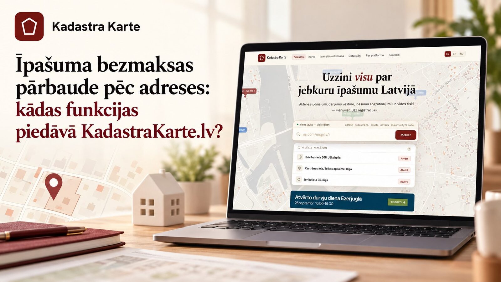 Īpašuma bezmaksas pārbaude pēc adreses: kādas funkcijas piedāvā KadastraKarte.lv?