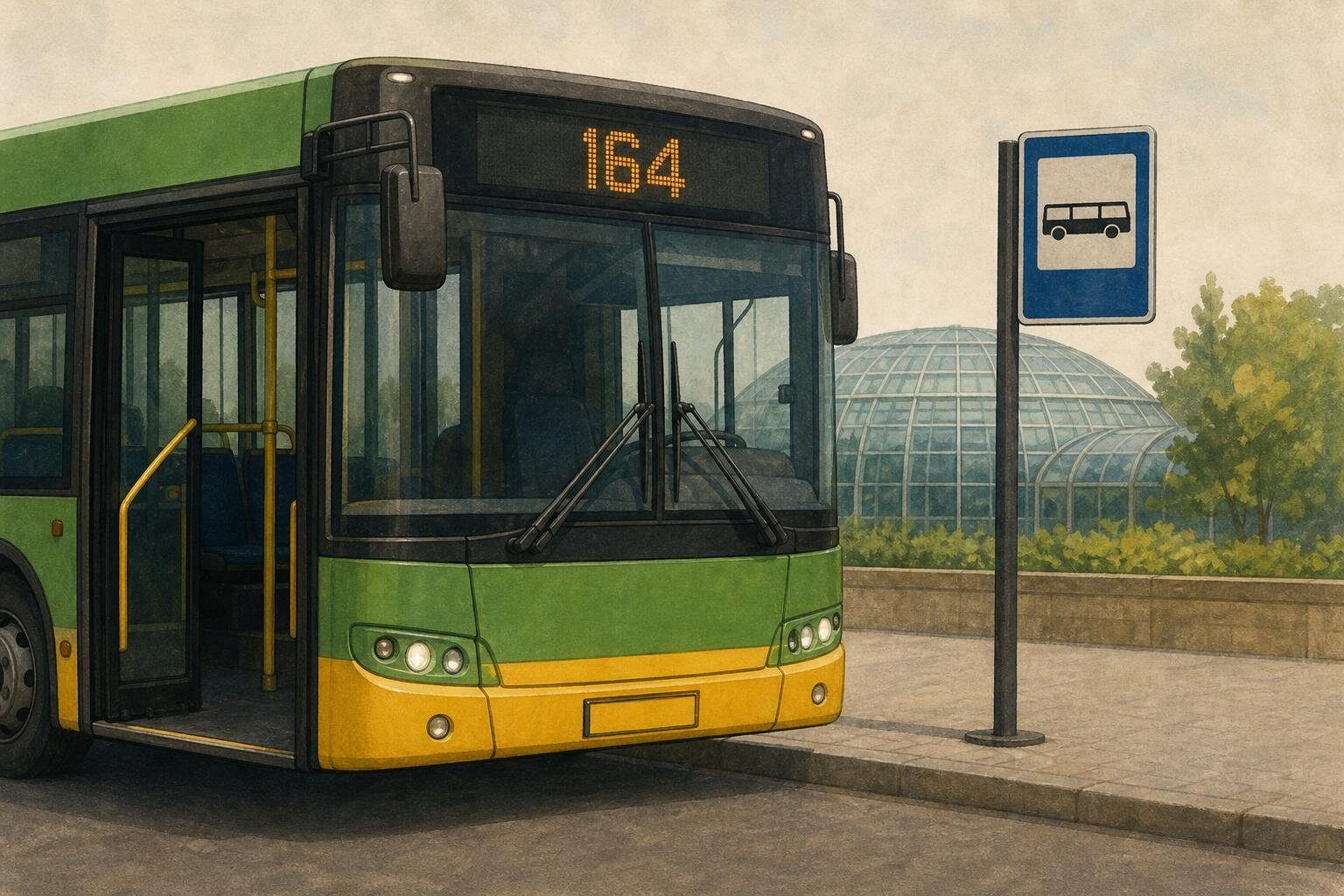 Autobus 164 stanął przy Palmiarni