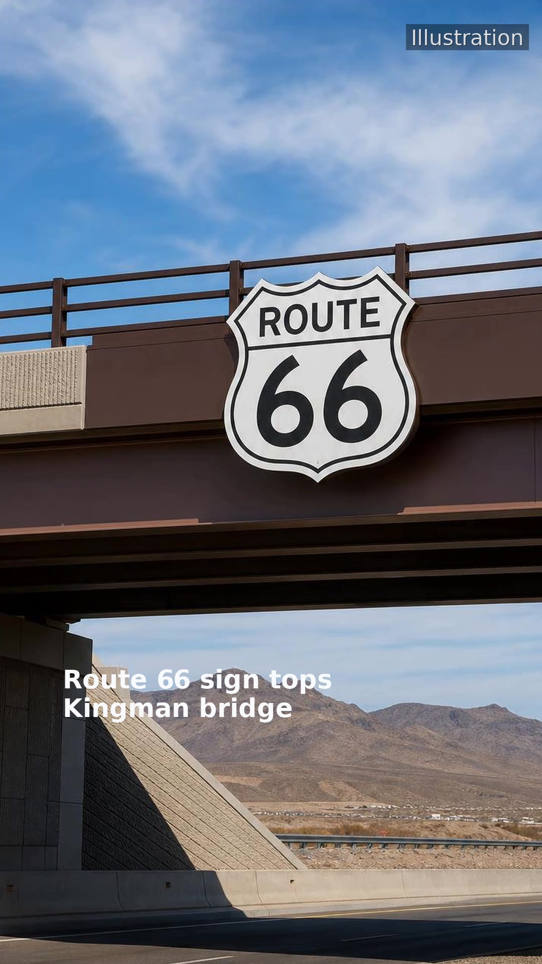 Route 66 sign tops Kingman bridge