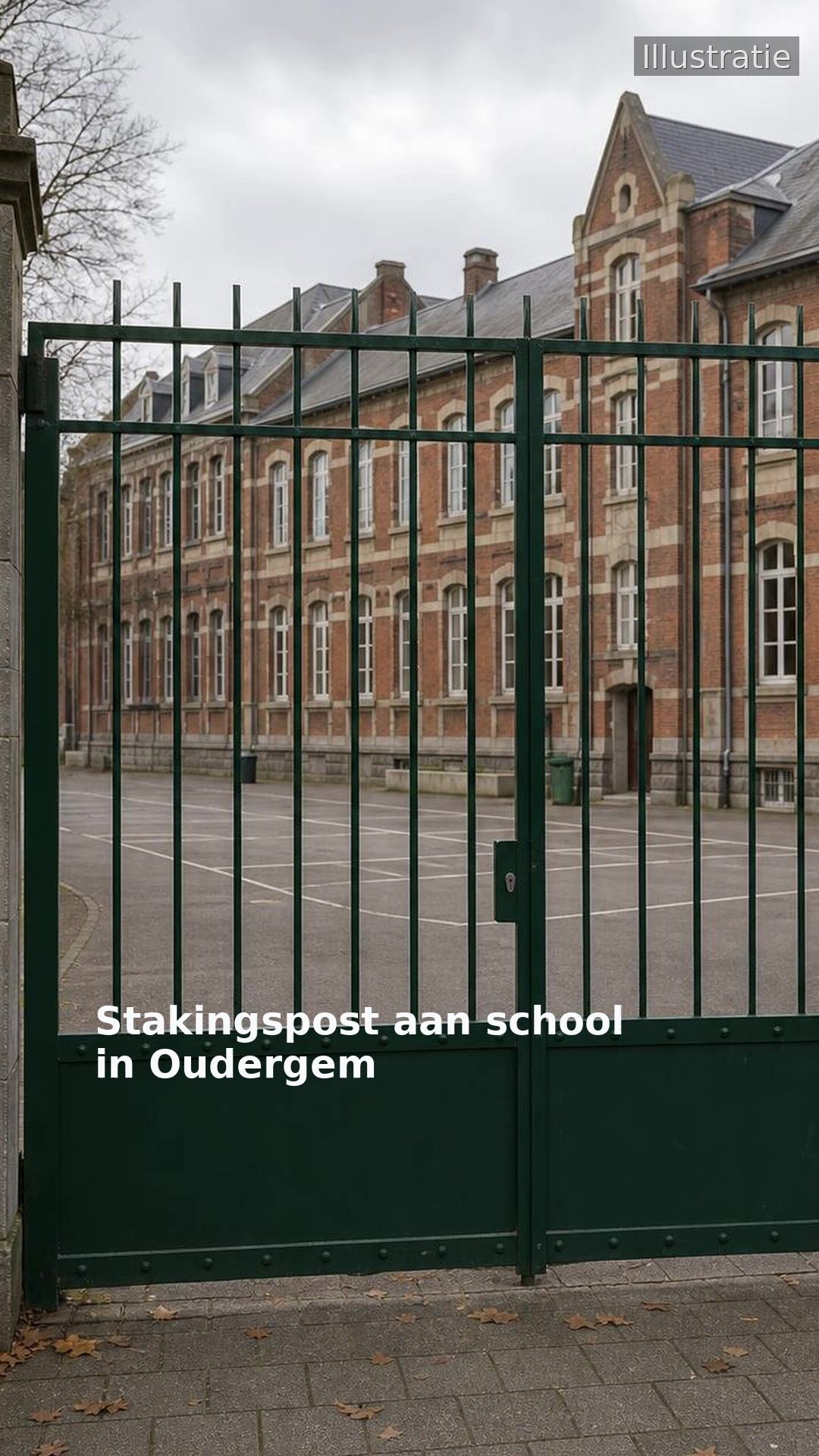 Stakingspost aan school in Oudergem