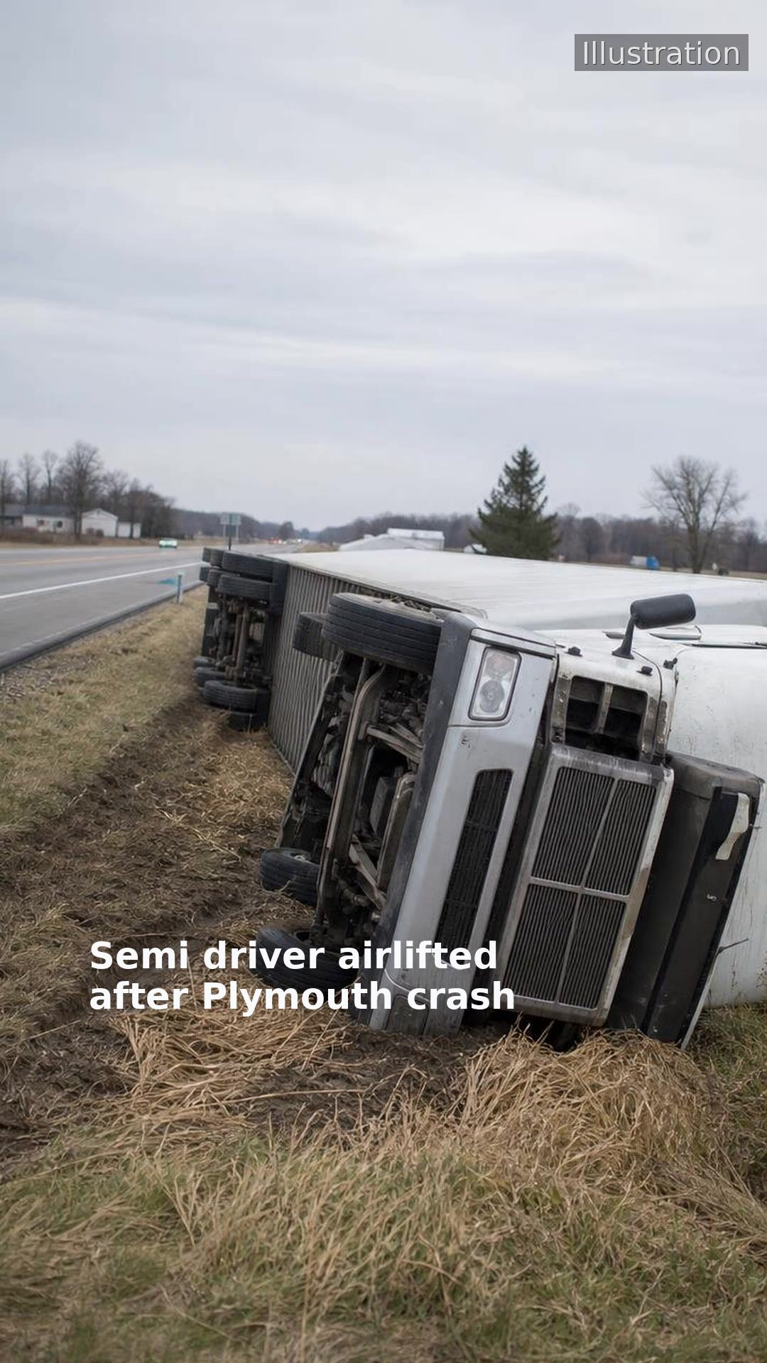 Semi driver airlifted after Plymouth crash