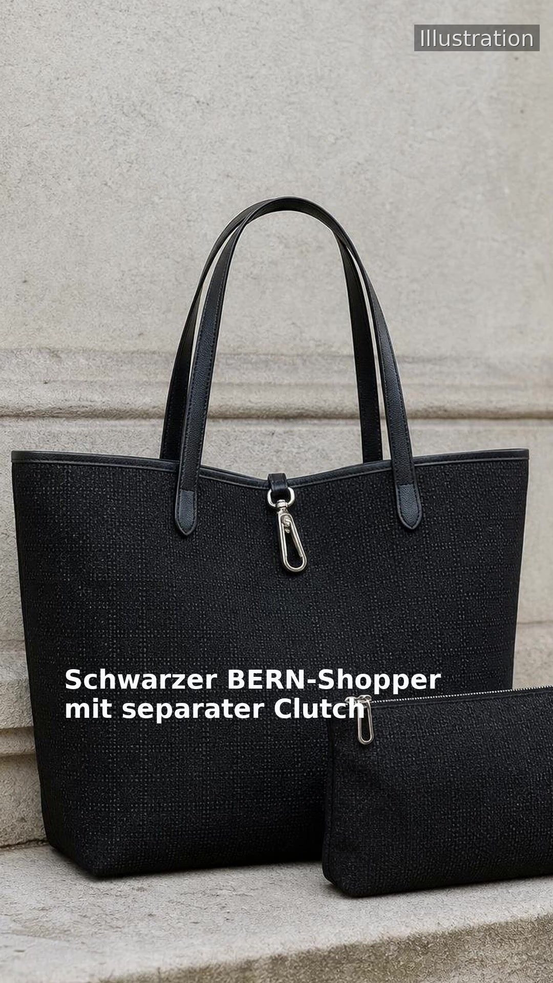 Schwarzer BERN-Shopper mit separater Clutch