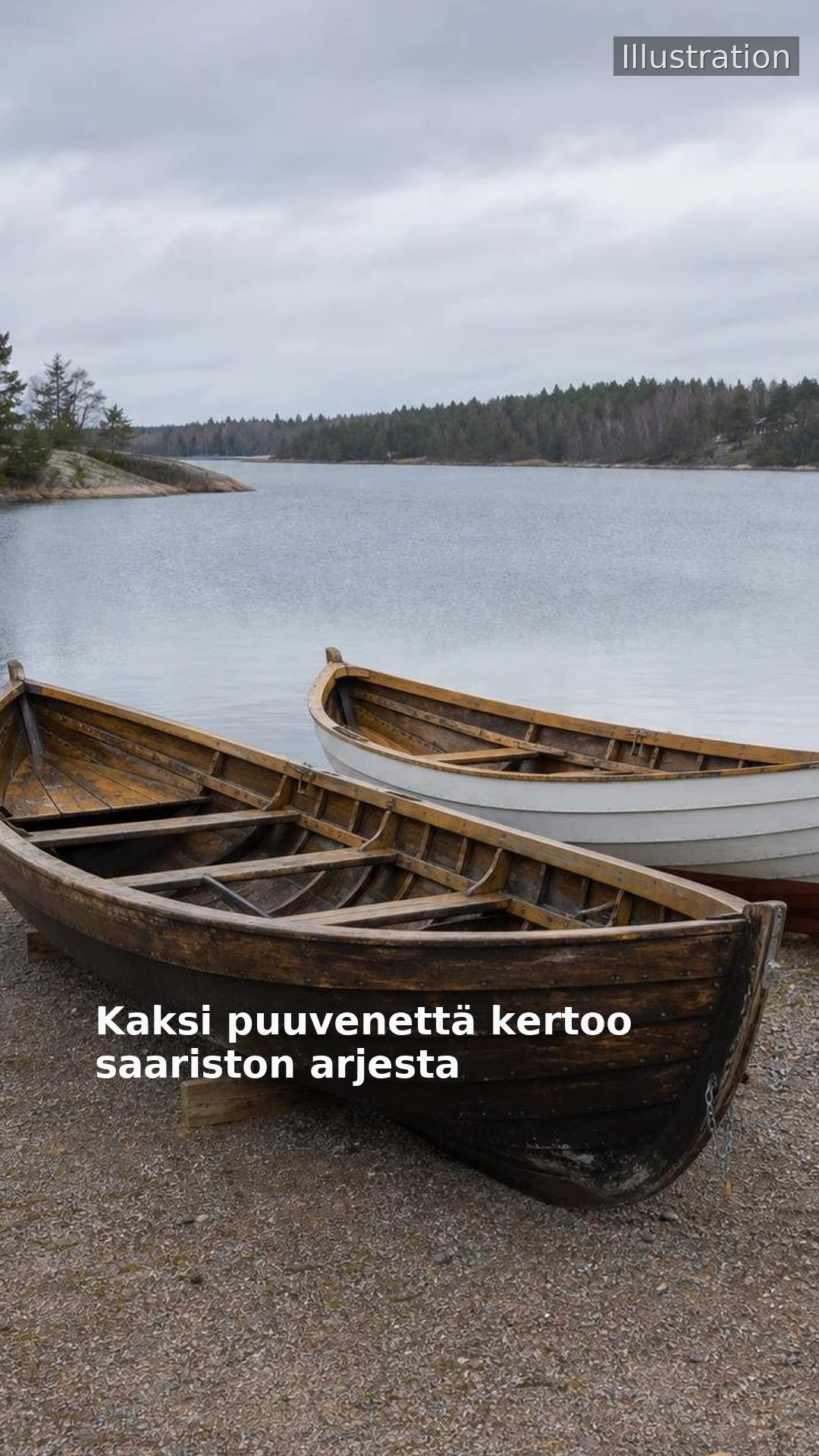 Kaksi puuvenettä kertoo saariston arjesta