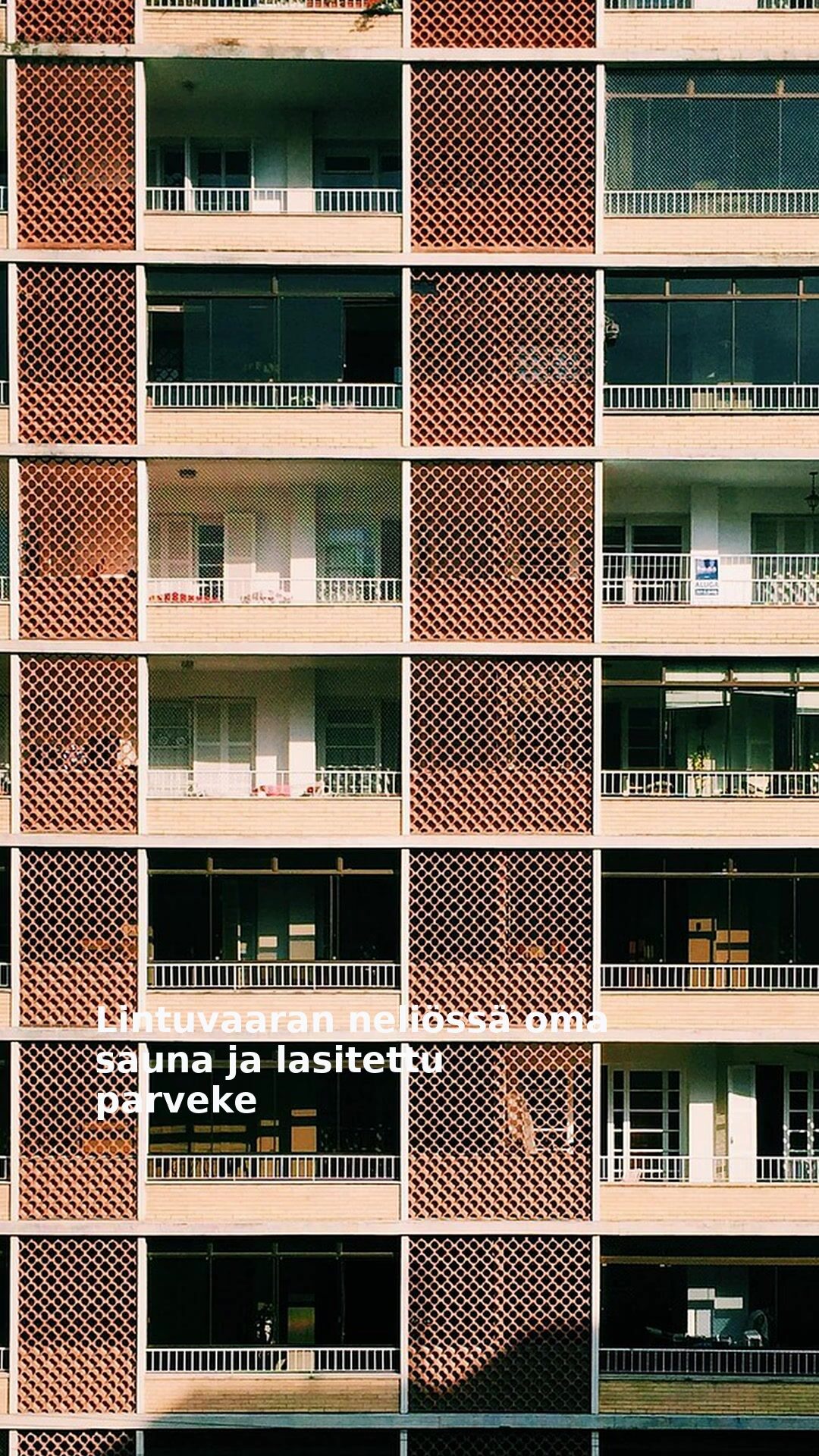 Lintuvaaran neliössä oma sauna ja lasitettu parveke