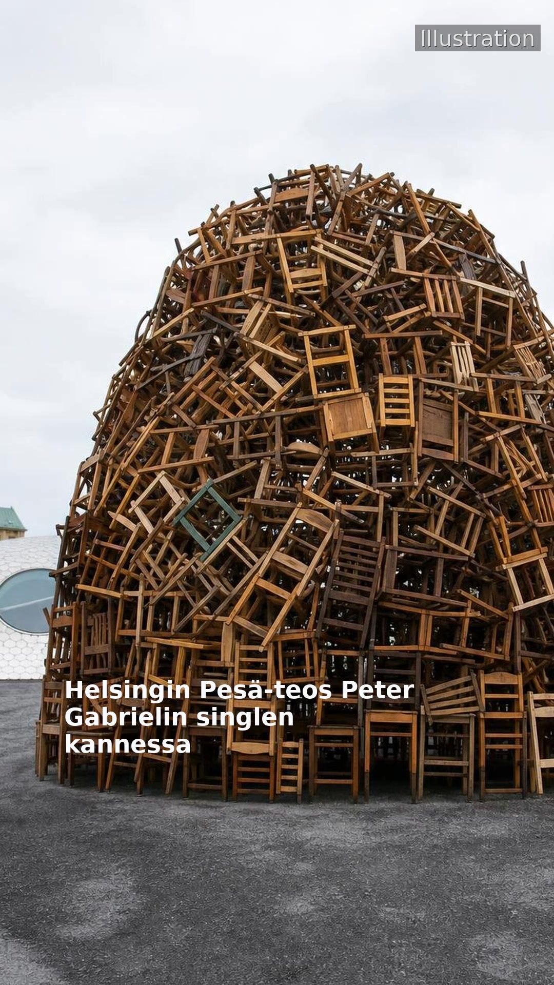 Helsingin Pesä-teos Peter Gabrielin singlen kannessa