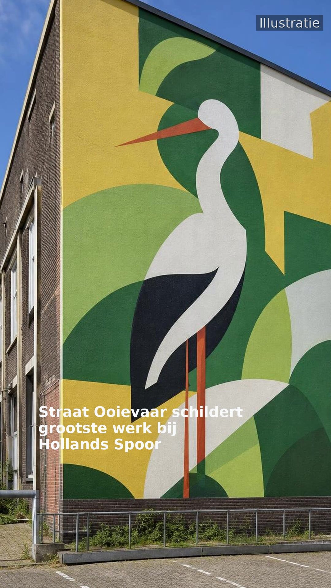 Straat Ooievaar schildert grootste werk bij Hollands Spoor
