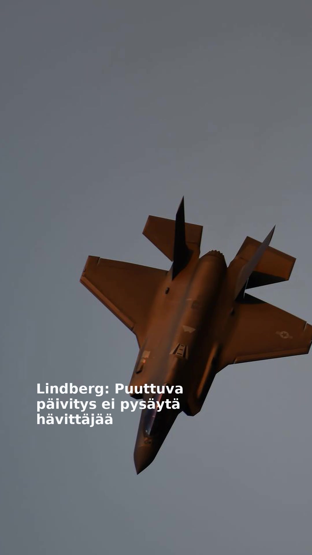 Lindberg: Puuttuva päivitys ei pysäytä hävittäjää
