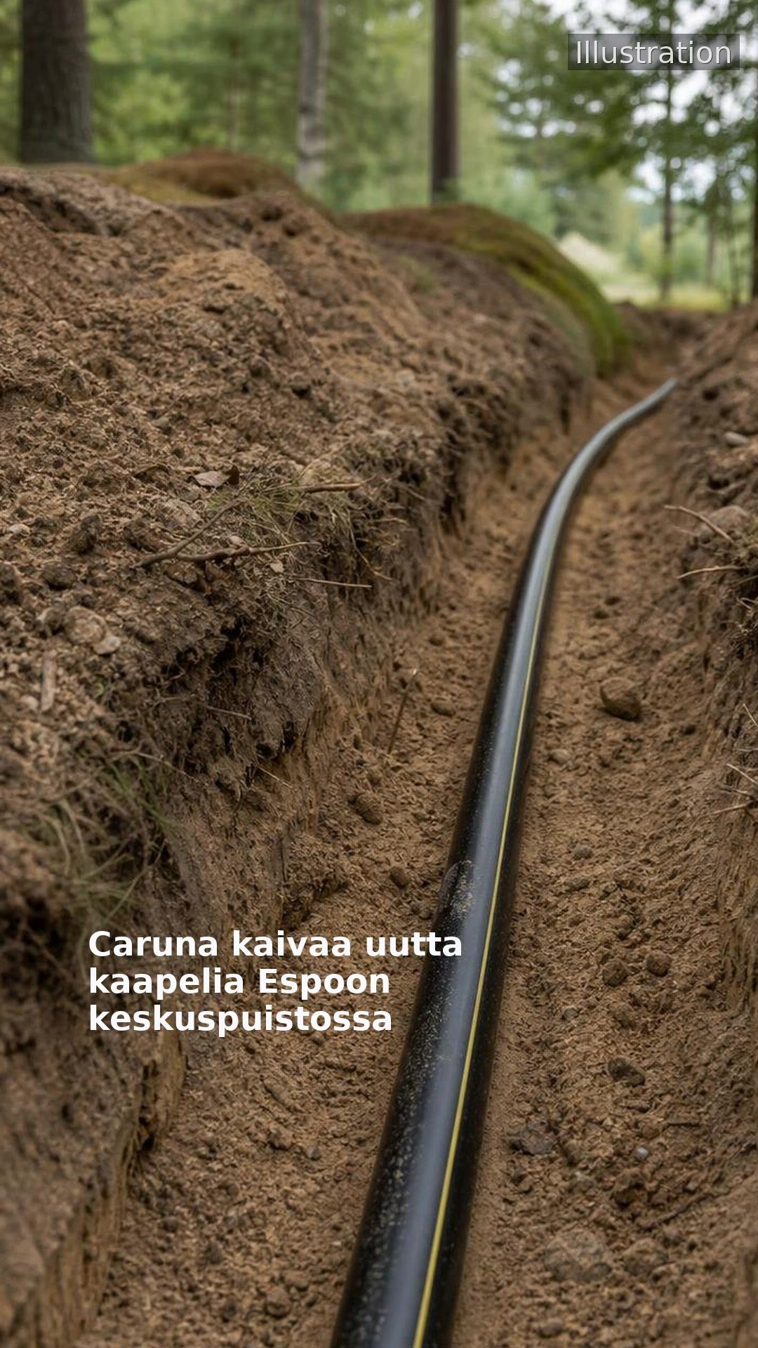 Caruna kaivaa uutta kaapelia Espoon keskuspuistossa