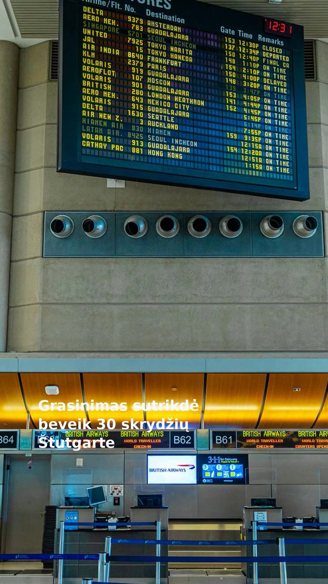 Grasinimas sutrikdė beveik 30 skrydžių Štutgarte