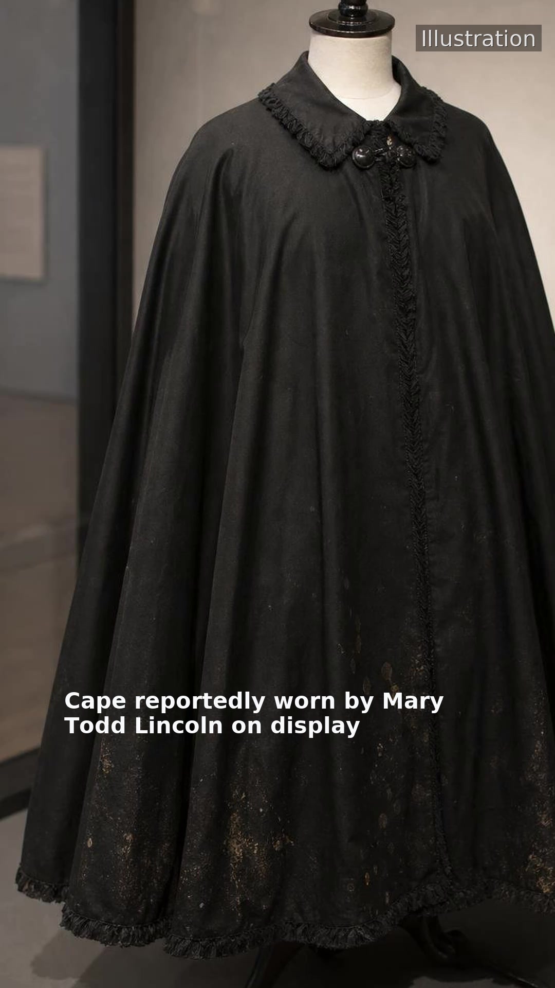 Cape reportedly worn by Mary Todd Lincoln on display