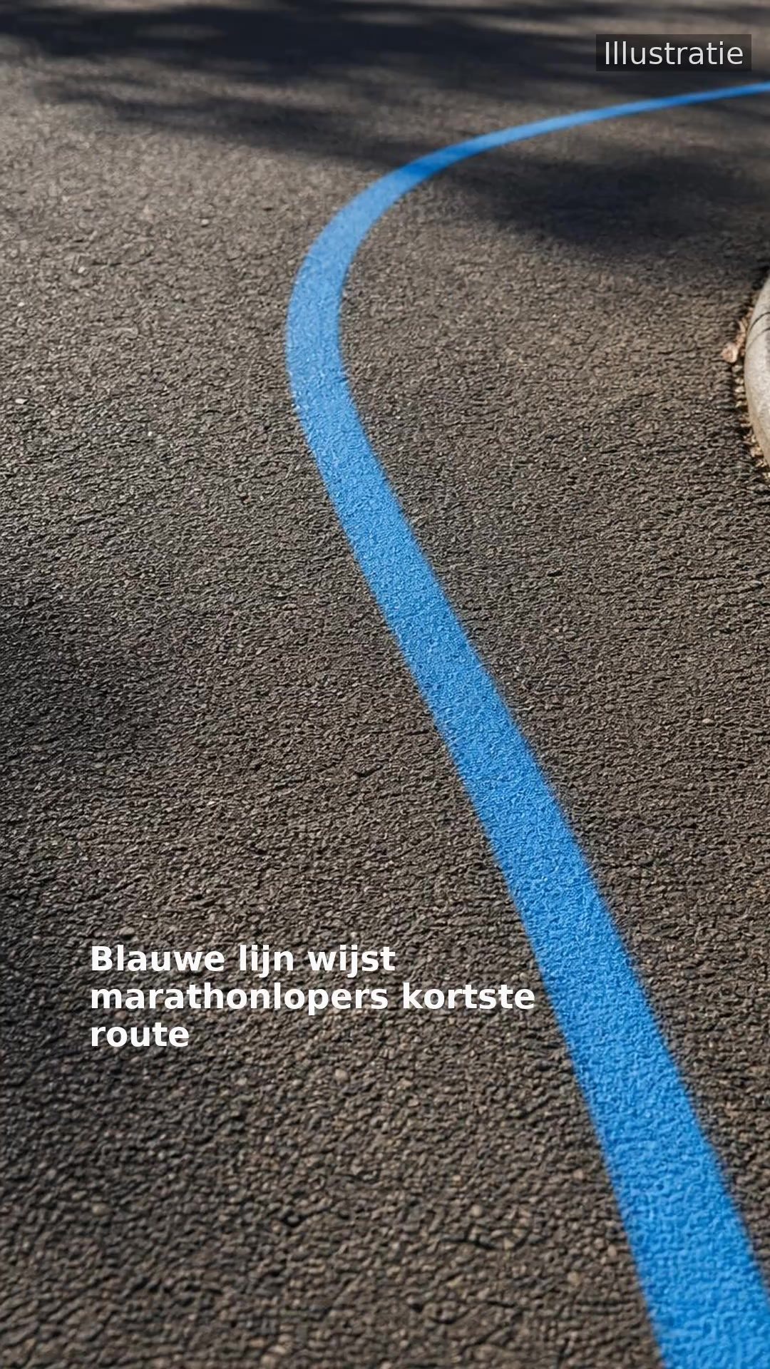Blauwe lijn wijst marathonlopers kortste route
