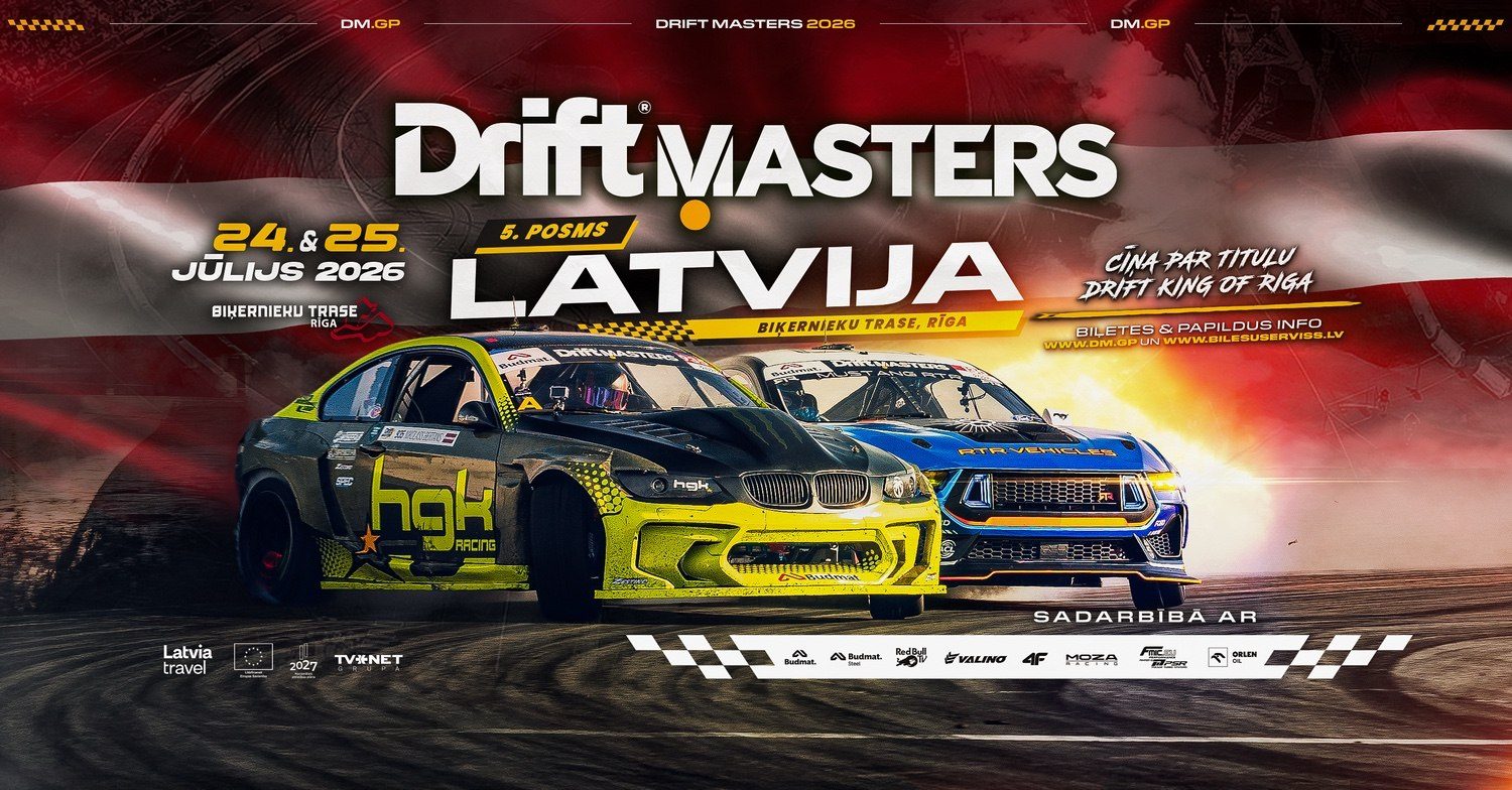 Drift Masters Rīgā svin 10 gadu jubileju – uz starta Bertāns, Dīns, brāļi Šanahani un citas