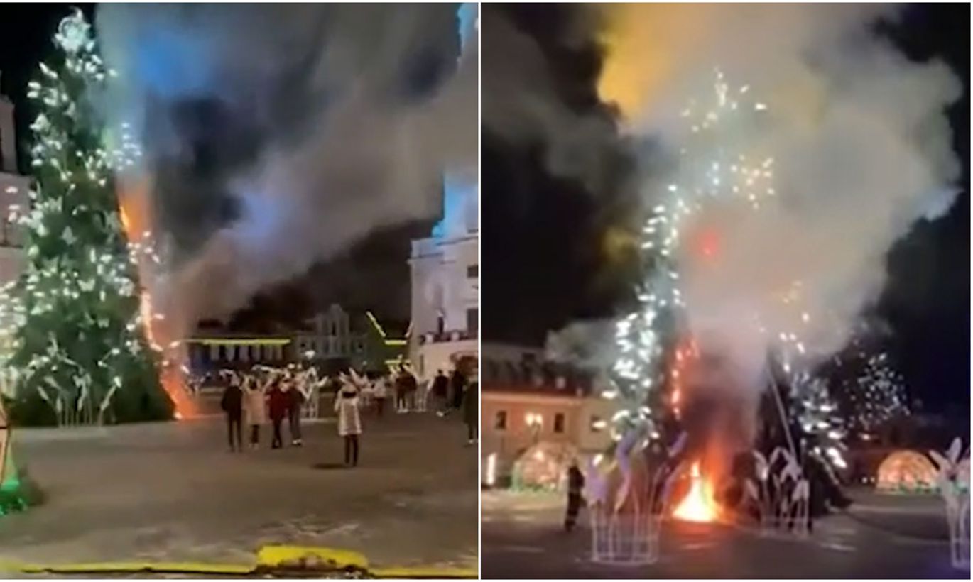 В Каунасе мужчина поджог главную рождественскую елку города В Каунасе мужчина поджог главную рождественскую елку города