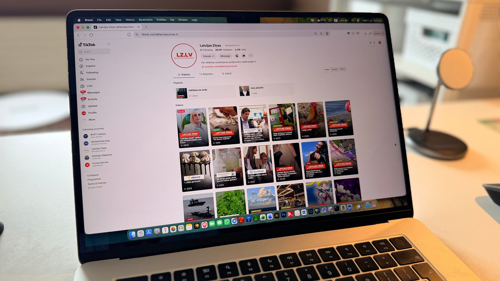 Официальный TikTok-аккаунт LZ.LV на латышском языке — важнейшие новости в видеоформате
